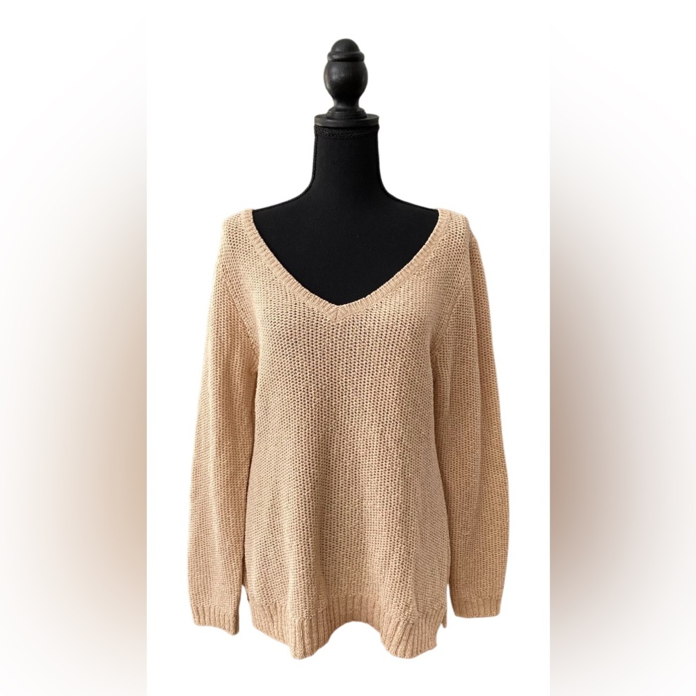 Boston Proper: Cream V-Neck Knit Sweater
